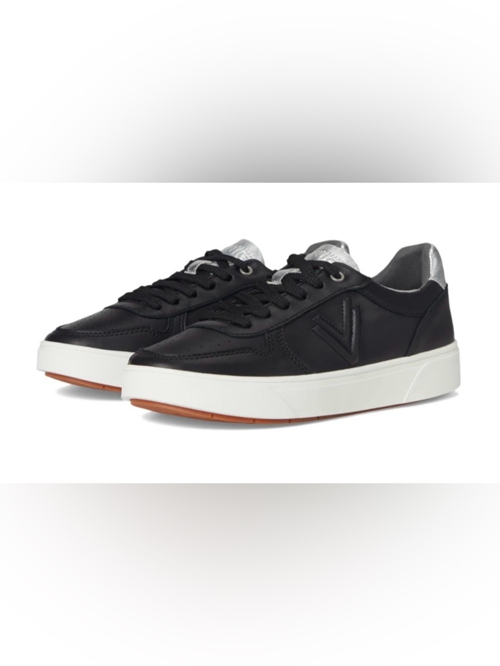 Women’s Vionic Kimmie Court Sneaker Black & Silver Leather 11W